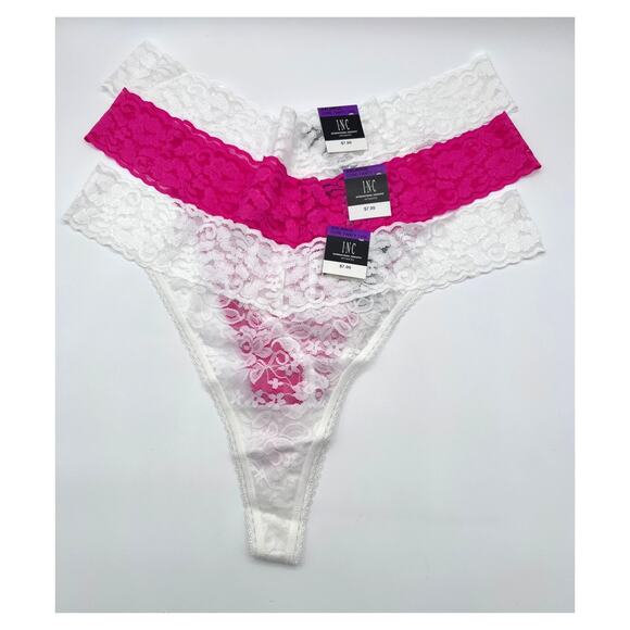 INC International Concepts Lace Trim Thong Panties Multicolor 3 Pack XXL 2XL New - Picture 2 of 6